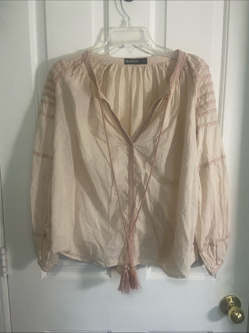 Blank NYC Cream Blush Boho Peasant Blouse